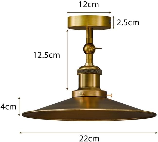 Vintage Metal Curvy Shade Yellow Brass Semi Flush Mount Lighting ~6207-3