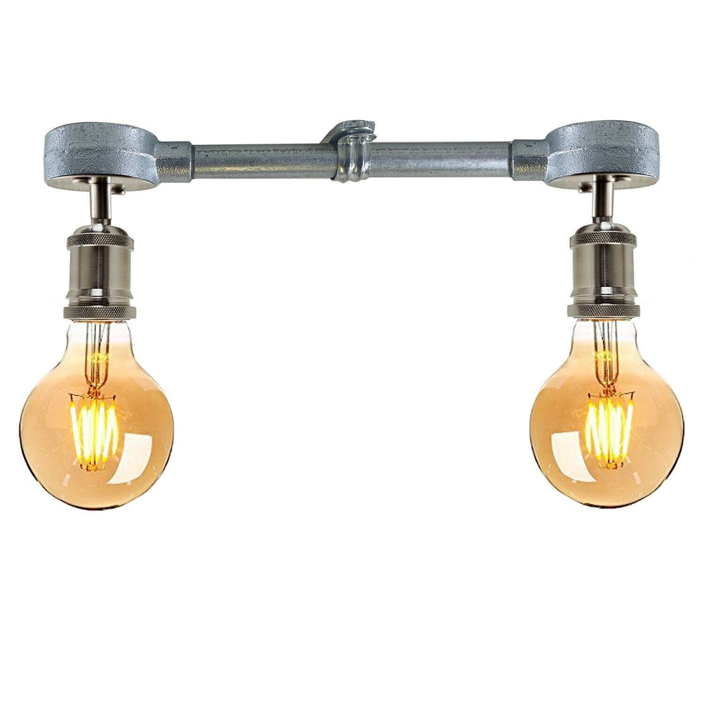 Vintage Industrial Pendant Light Galvanized Pipe Ceiling Light Fitting Metal Lamp Fixture For Hotel, Restaurants, Bar, Dining Room, Garage~1239-8