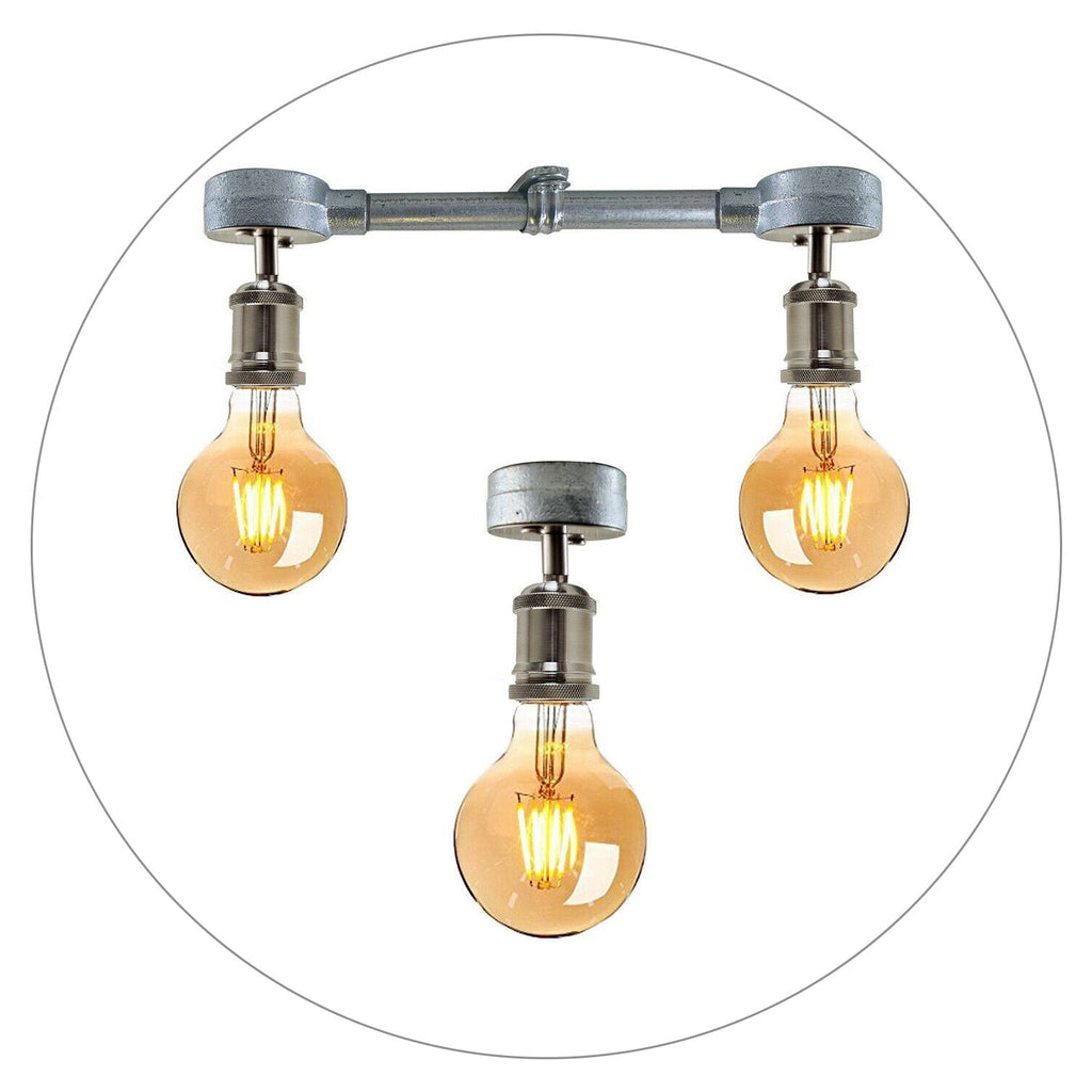Vintage Industrial Pendant Light Galvanized Pipe Ceiling Light Fitting Metal Lamp Fixture For Hotel, Restaurants, Bar, Dining Room, Garage~1239-0