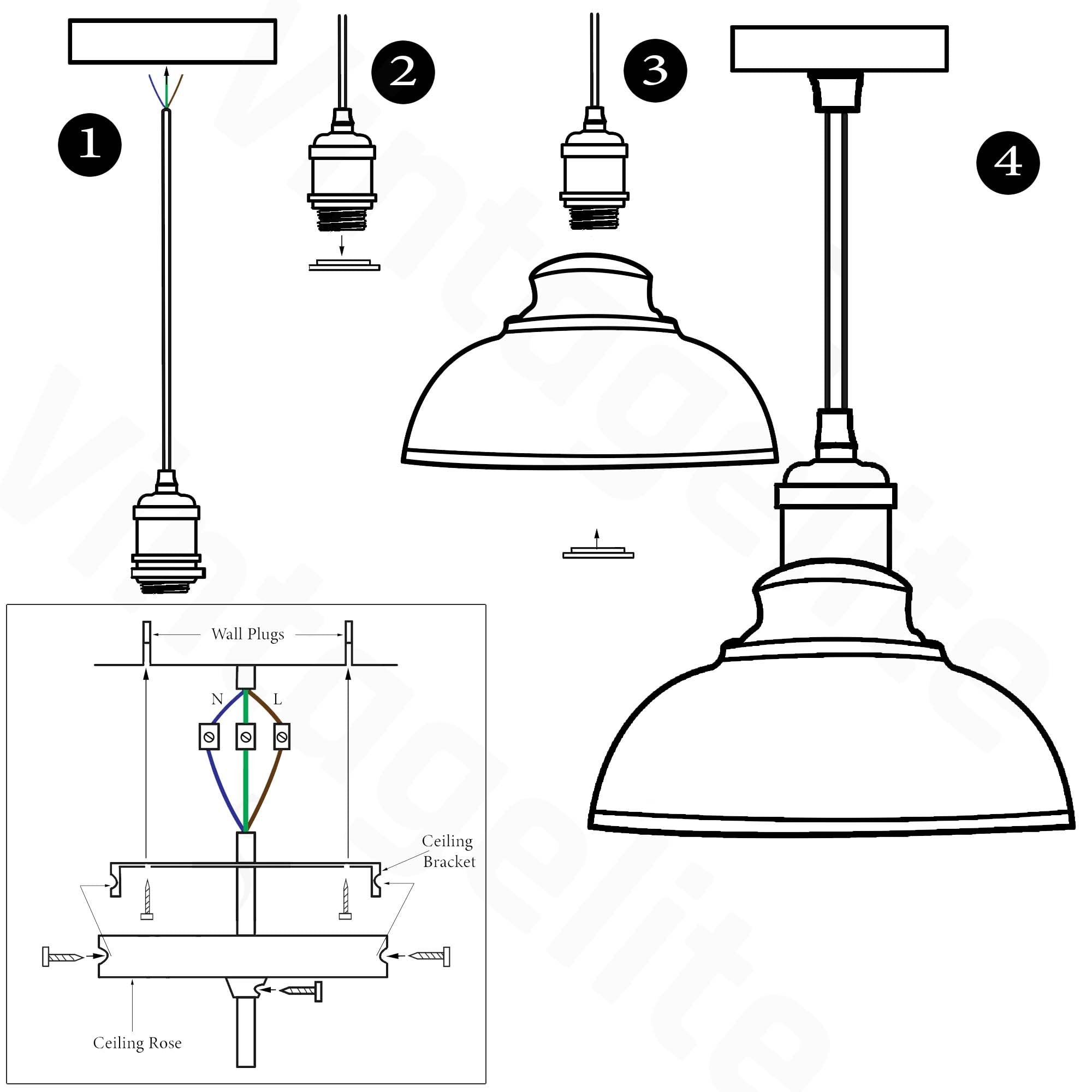 Retro Pendant Light Shade Vintage Industrial Ceiling Lighting LED Restaurant Loft With Free Bulb~2101-4