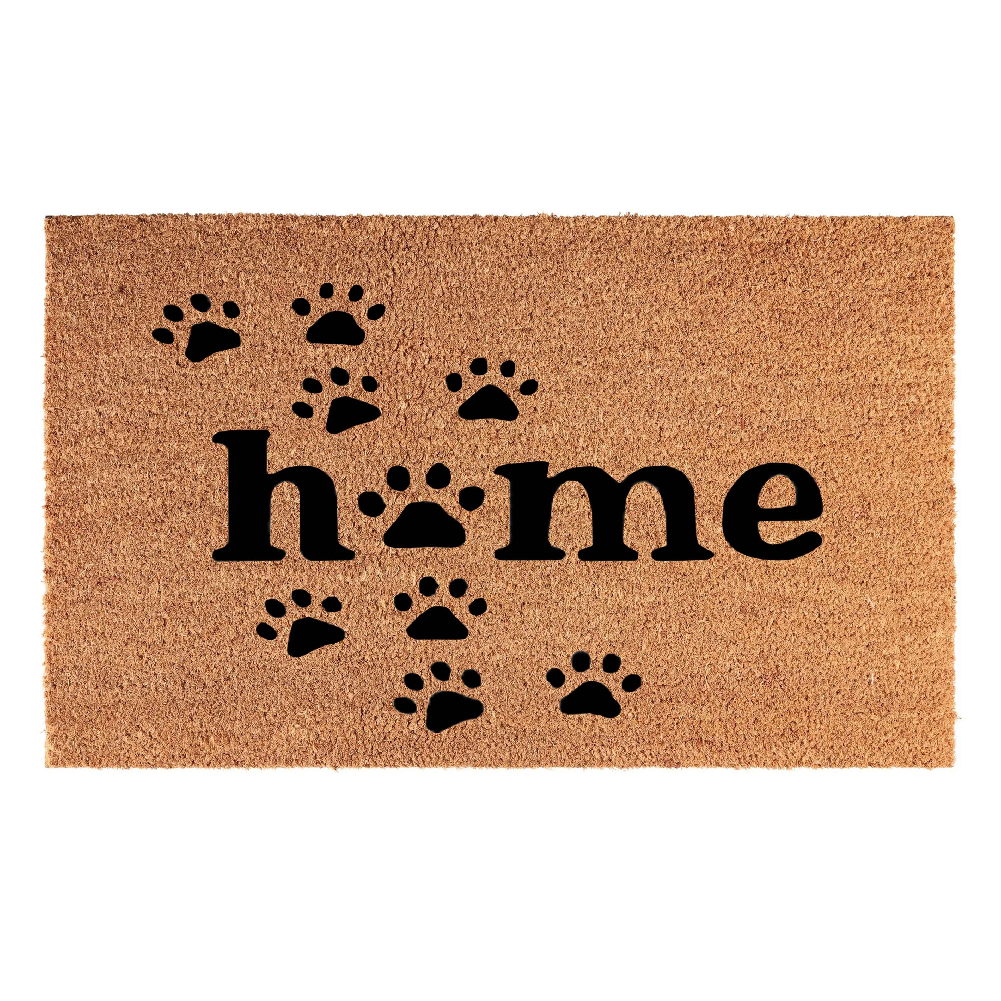Doormat 60cm x 40cm - 'Home' (Paws) - Absorbent Coir Mat for Indoor/Outdoor-0