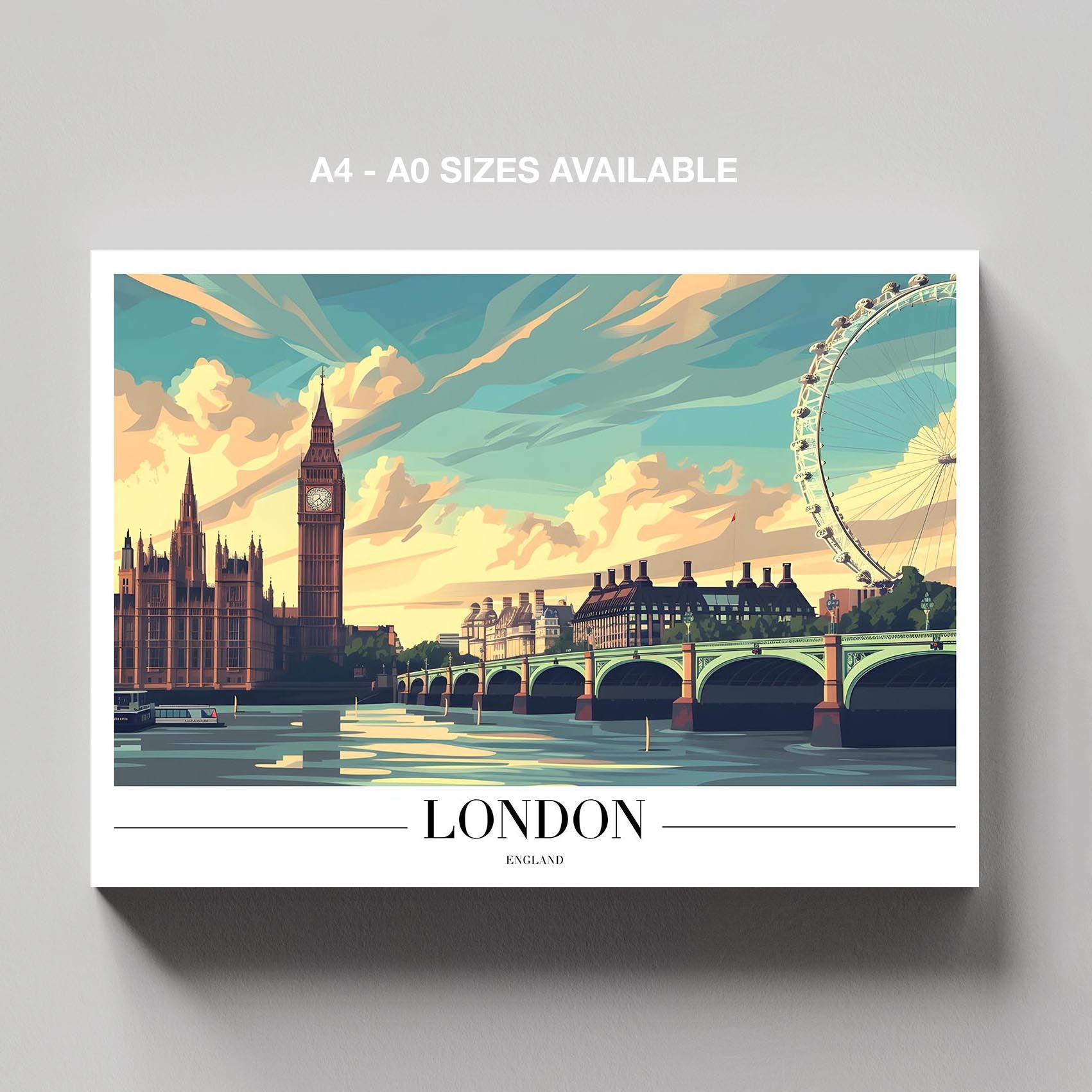 Classic London England City World Travel - Framed Canvas Wall Art Print-3