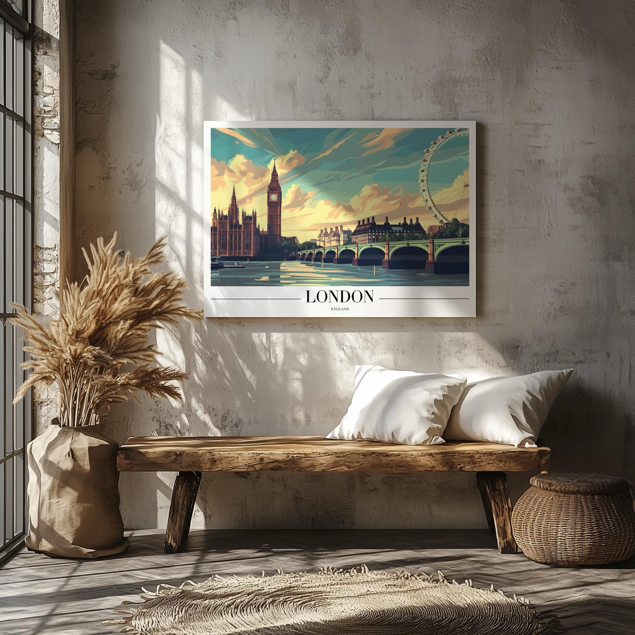 Classic London England City World Travel - Framed Canvas Wall Art Print-2