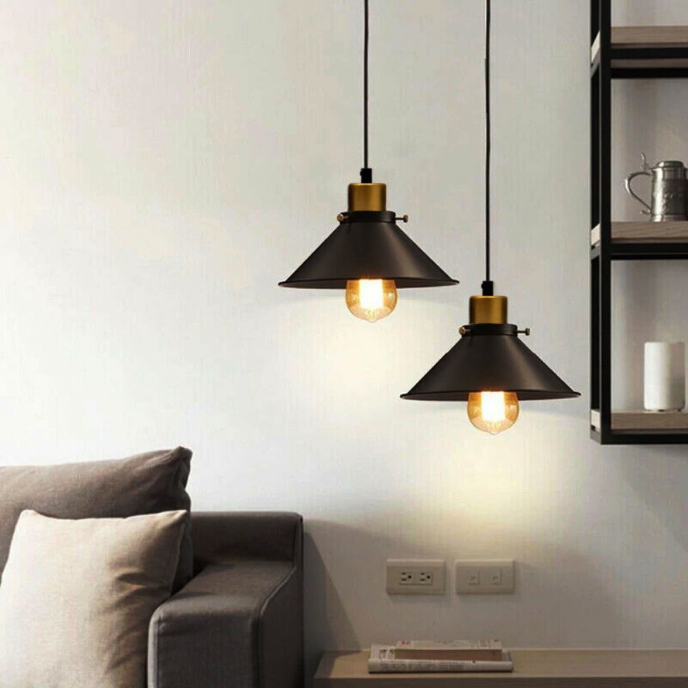 Vintage Black Metal LampshadePendant Ceiling Light~2821-2