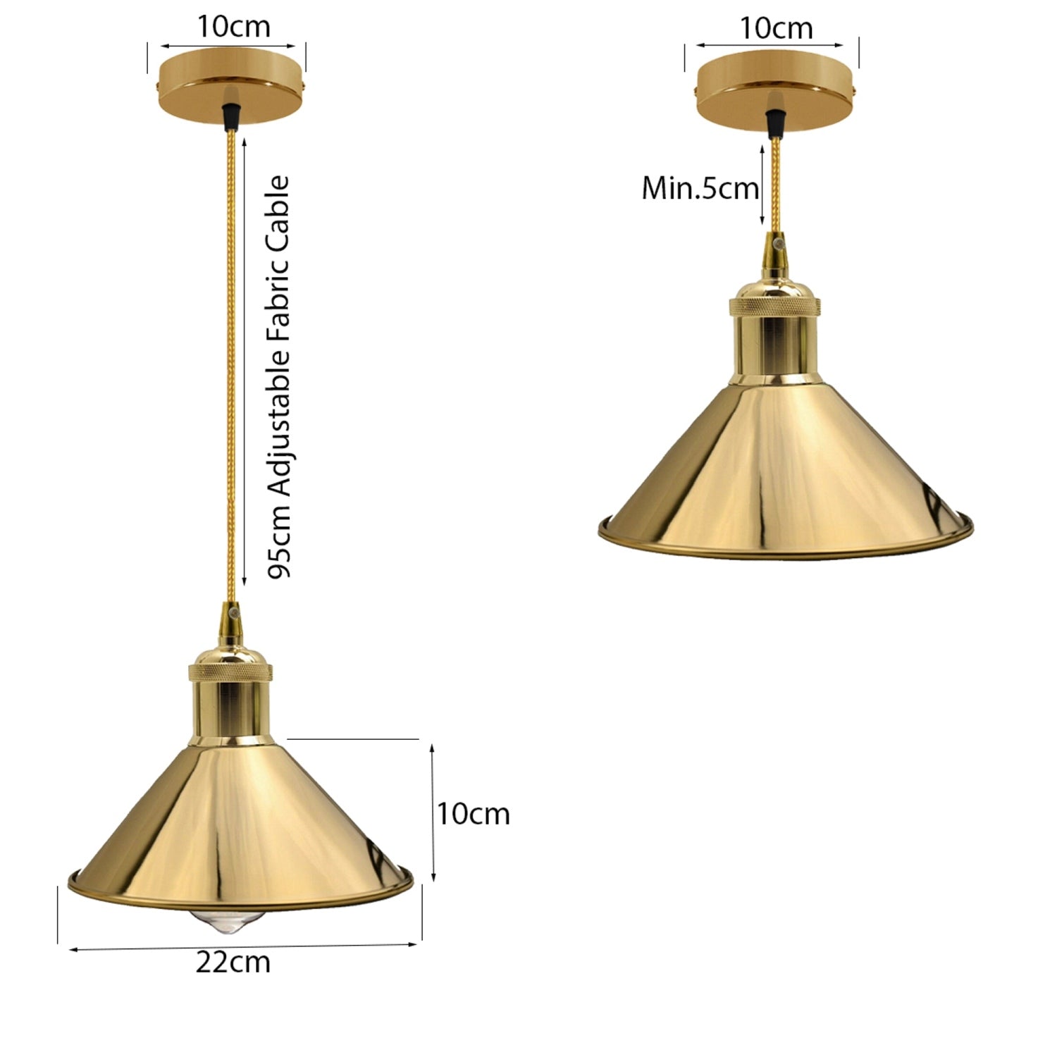 Rustic Style Metal Pendant Light Hanging Lamp Ceiling Industrial Brushed~1517-2
