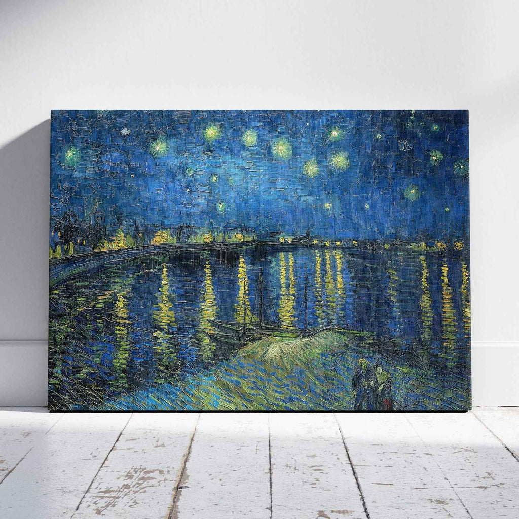Starry Night Over the Rhone - Vincent van Gogh - Framed Canvas Wall Art Print-0