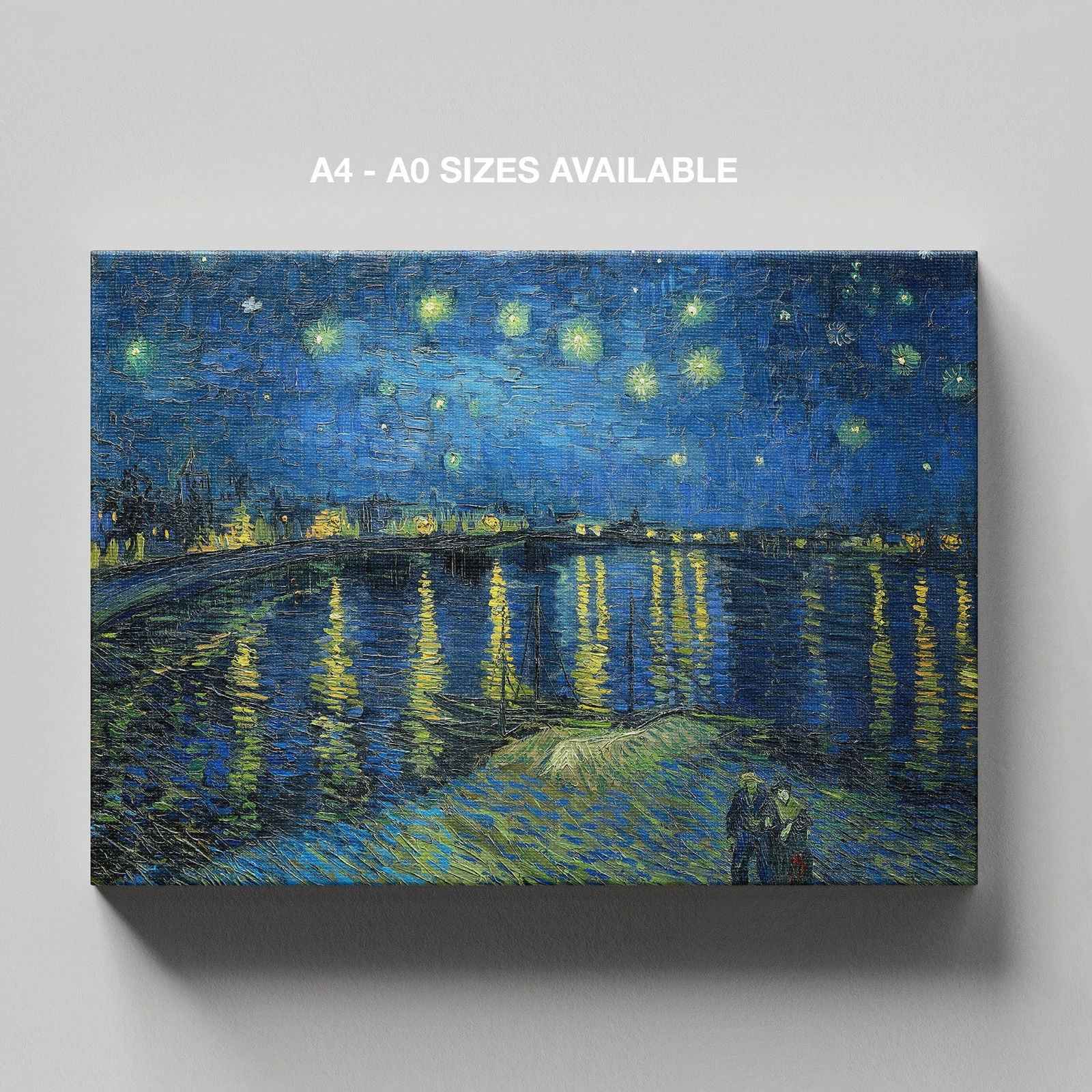 Starry Night Over the Rhone - Vincent van Gogh - Framed Canvas Wall Art Print-4