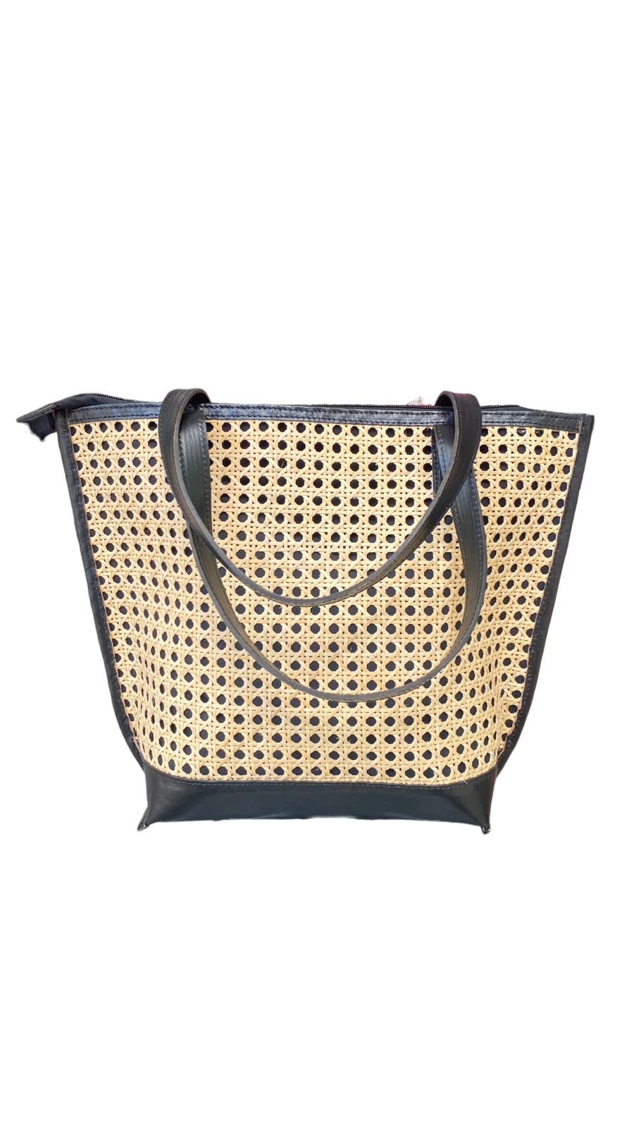 Leana II Black Bali Handmade Leather Rattan Webbing HandBag-2