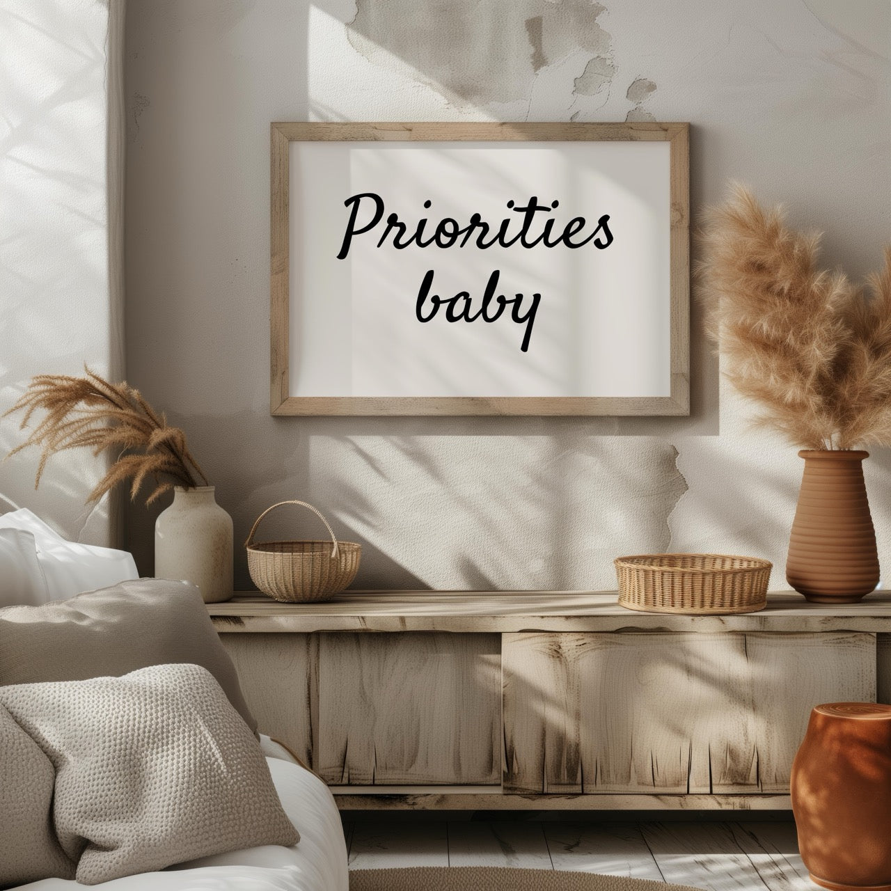 Priorities Baby Motivational Text Quote - Rolled Poster Wall Art Print-4